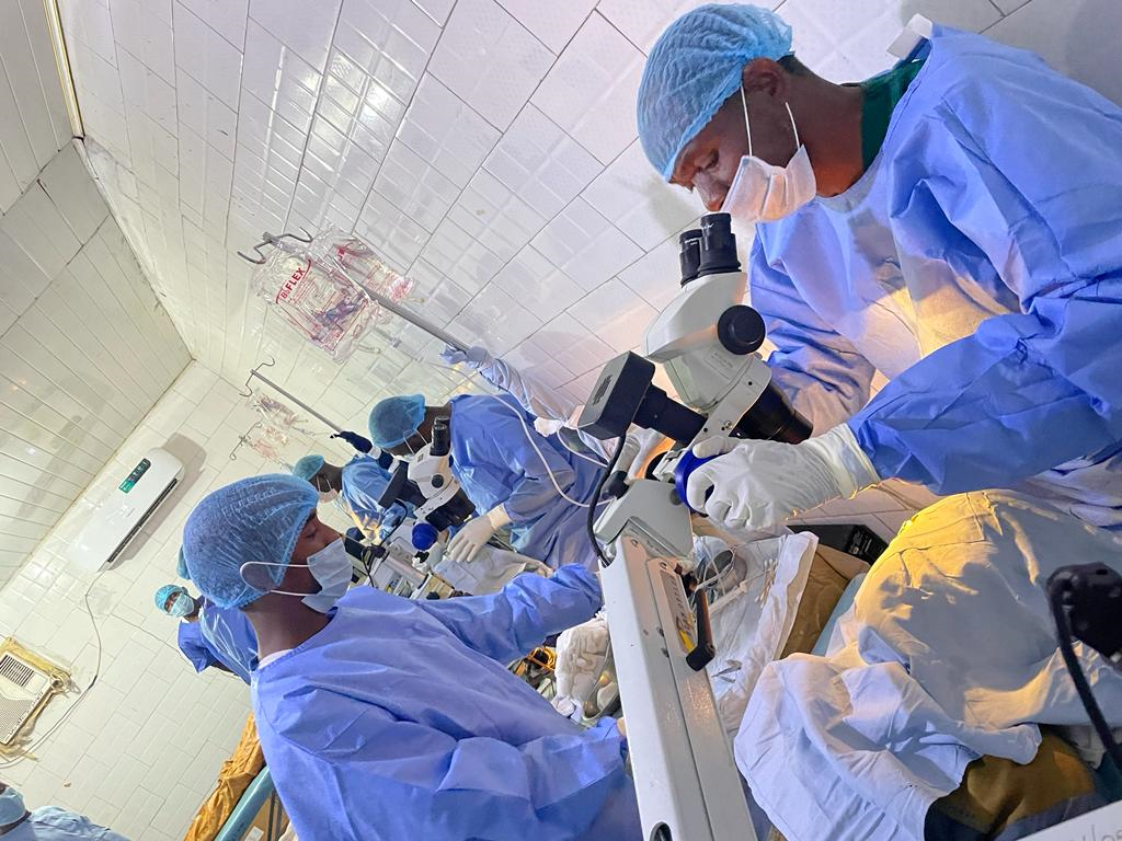 Eye surgery in progress